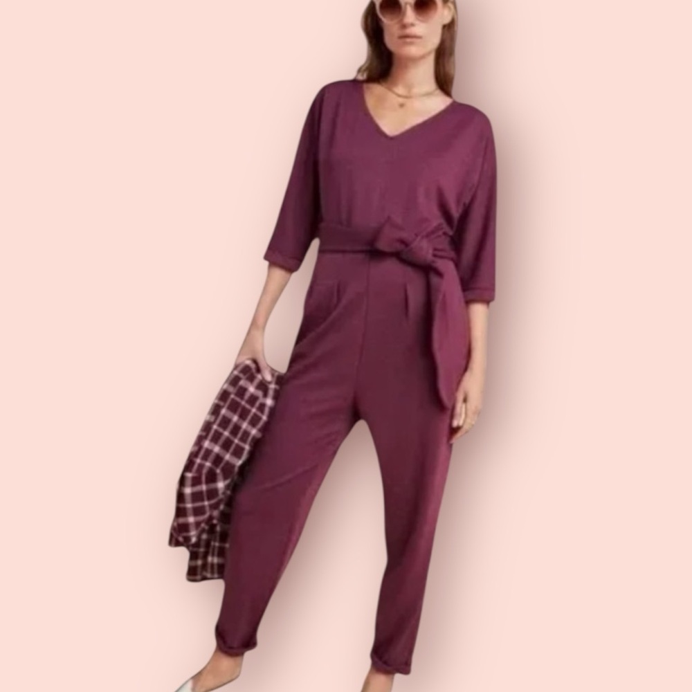 ANTHROPOLOGIE Sutton Ponte Belted Jumpsuit